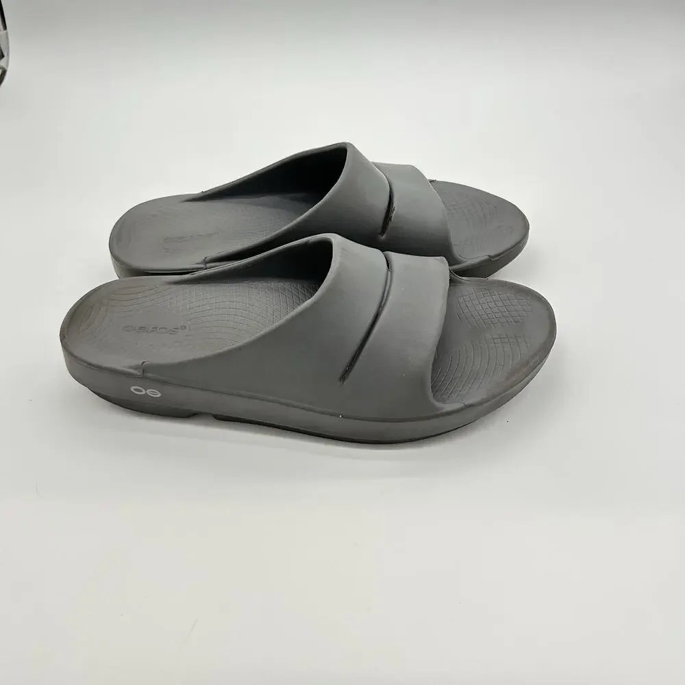OOFOS OOahh Slide Sandal Gray Recovery Comfort Shoes Men 10 Women's 12